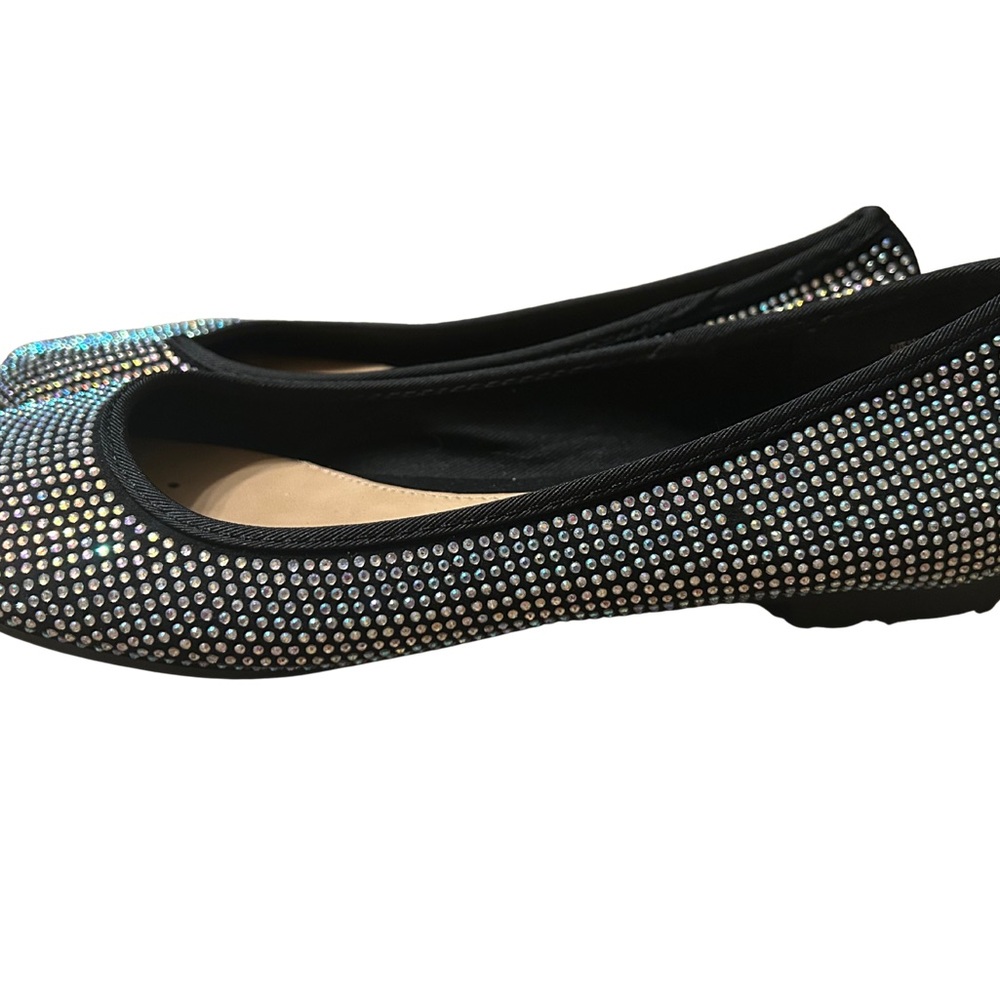 French Sole Black and White Rhinestone Flats - Picture 6 of 8